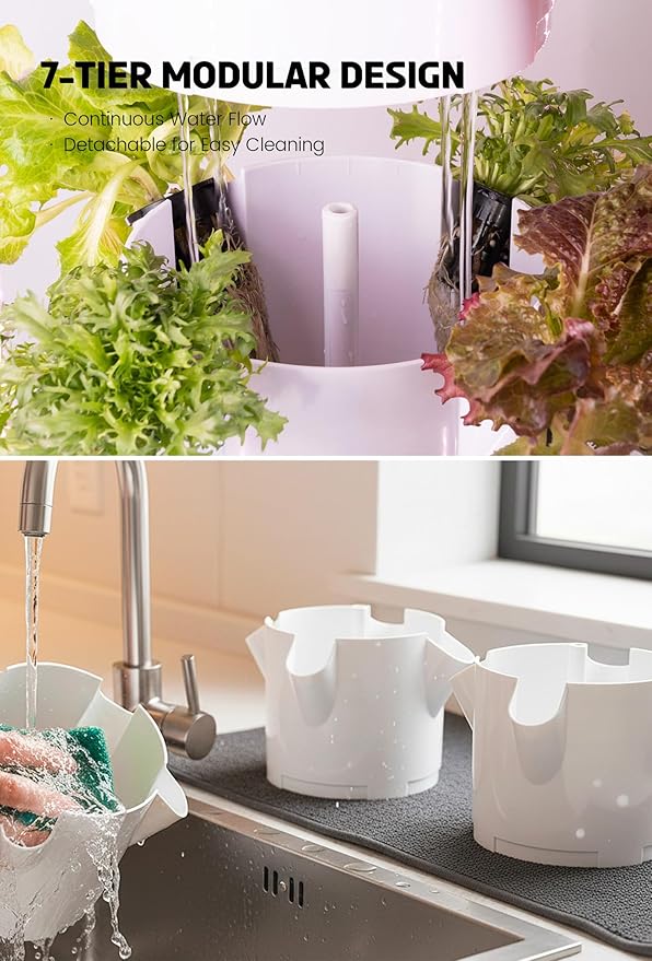 Vertical Hydroponics Growing System Kit, 28-Plant Spacious Indoor Hydroponic Garden Tower with Automatic Timer LED Grow Lights & Pump System, Herb Garden Planter Indoor Kit with 30L Water Reservoir