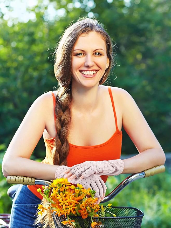 Maxdot Sun Gloves for Women UV Protection Fingerless Non Slip Sunscreen Driving Gloves for Summer Outdoor