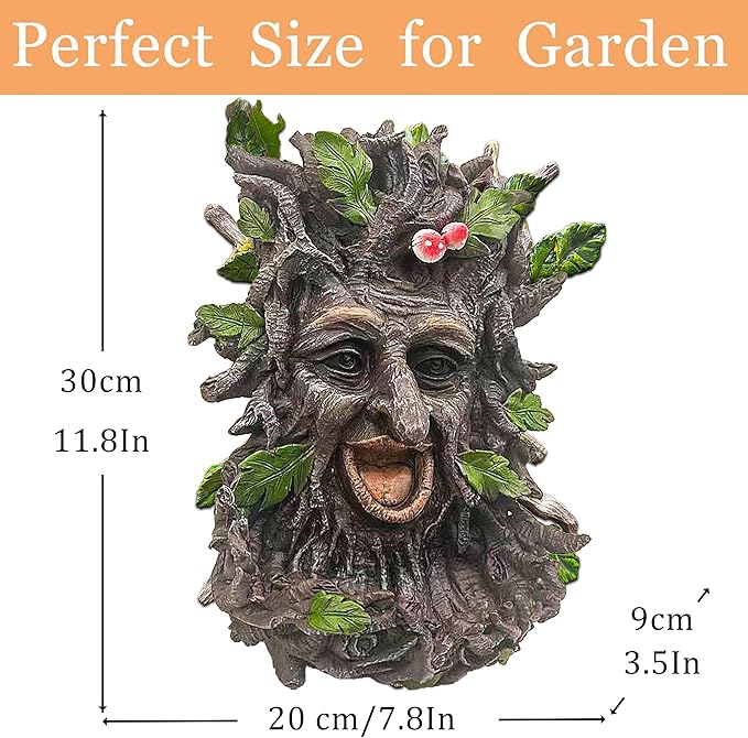 Teaeeno Charming Tree Face Garden Decor, Bird Feeders for Outdoors, Large Outdoor Tree Hugger for Halloween, Funny Animal Feeder, Trees Decoration Outdoor Wallmounted Statue