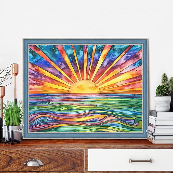 GemZono Diamond Painting Kits for Adults DIY 5D Diamond Art Paint with Round Diamonds Full Drill Sunrise Art Painting Kit for Home Wall Decor Gifts(12x16inch/30×40cm)