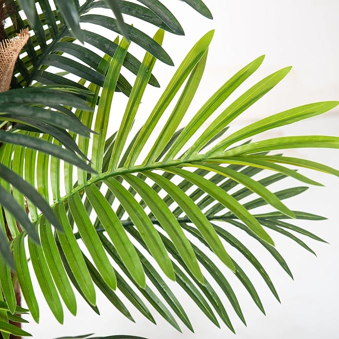 HAIHONG Artificial Palm Tree 7FT, Fake Tree with Realistic Fiber Trunks and White Tall Planter, Faux Tropical Areca Floor Plant in Pot, Artificial Silk Plant for Home Decor Office Decor Indoor