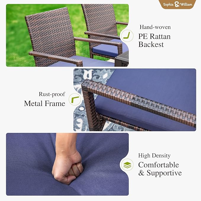 Sophia & William Patio Chairs Set of 8, 8 Pcs Lightweight Rattan Outdoor Dining Chairs, All-Weather Wicker Dining Chairs with Comfortable Seating