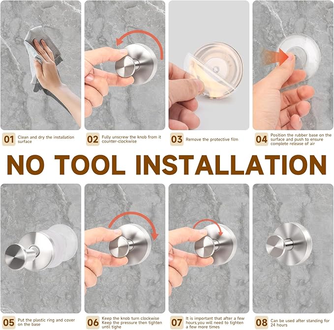 Suction Cup Hooks for Shower Heavy Duty Wreath Hangers for Front Door Waterproof Shower Hooks for Inside, No Drill Adhesive Towel Hooks for Bathroom, Kitchen, Glass Doors, Windows (2, Brushed Nickel)