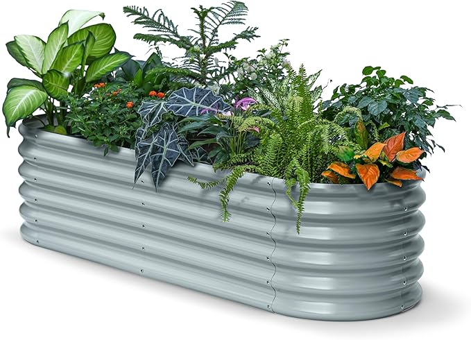 6x2x1.5 ft Galvanized Raised Garden Bed, 18" Tall Metal Raised Planters for Outdoor Plants, Vegetables, Herbs, Above Ground Raised Garden Bed Kit for Small Space Gardening -Brooklyn Grey