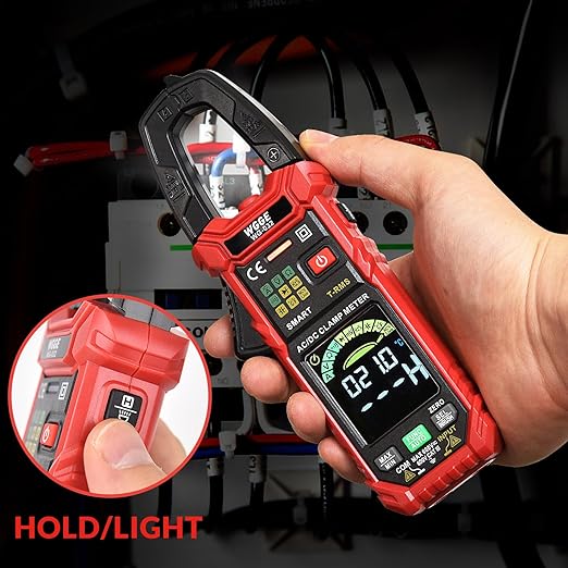 WGGE WG-032 Smart Digital Clamp Meter 6000 Counts T-RMS multimeter Auto-Ranging Voltmeter Amp Meter with AC/DC Current &Voltage NCV/Live Wire Inrush Resistance Diode, Built-in HD Color Screen