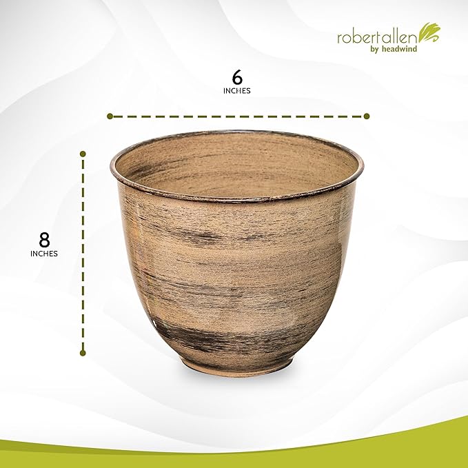 Headwind Glazed Ironstone Hamilton Collection Decorative Plant Pot – 8" Sandstone Beige Pot – Lightweight & Durable with Drainage Flower Pots for Indoor Plants & Outdoor Planter Use by Robert Allen