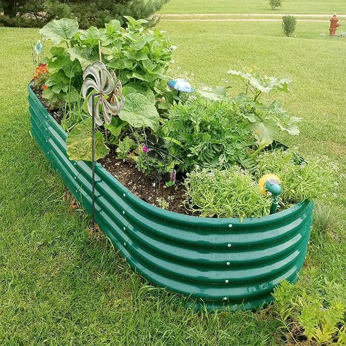 4 Pack 8x3x1.5FT Galvanized Raised Garden Bed Large Metal Planter Box Kit Elevated Raised Garden Planters for Outdoor Plants, Green