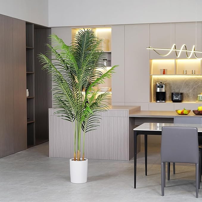 ProDeco Artificial Palm Tree 6Ft Faux Silk Green Realistic Decorative Tall Fake Potted Plants Artificial for Bedroom Living Room Office Home Decor Indoor Outdoor