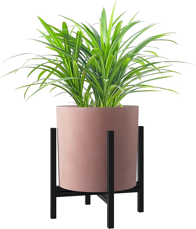 FaithLand Plant Pot 8 inch - Perfectly Fits Mid-Century Modern Plant Stand - Drainage Plug and Drainage Mesh Screen - Terracotta Color Planter Pot