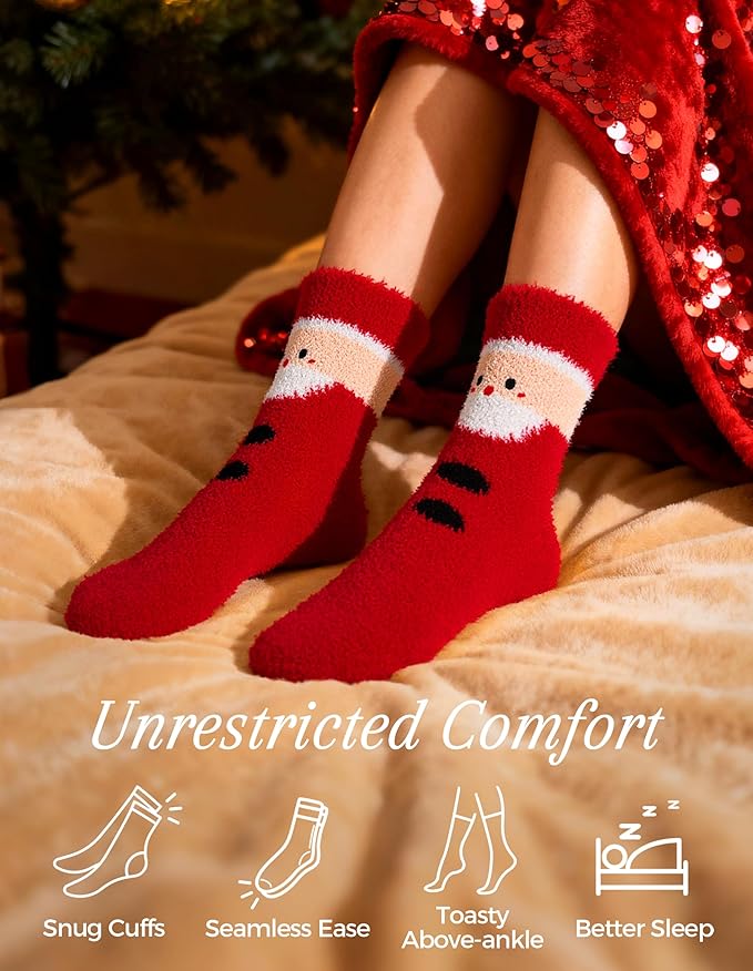 TEHOOK Warm & Cozy Valentines Gifts for Women, Fluffy Fuzzy Plush Sleeping Slipper Socks - Soft Warm Fabric