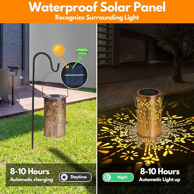 siruitong Solar Lantern Outdoor Lamp Waterproof Decorations Garden Decor, Christmas Birthday Gifts for Women, Mom, Grandma Decorative Garden, Yard, Patio, Lawn, Porch - Dragonfly