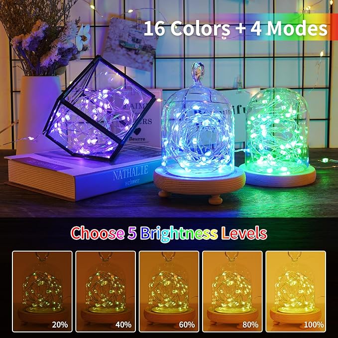 33ft 100LED Fairy Lights Battery Operated, 2 Pack 16.5ft 16 Color Changing String Lights with Remote Timer, RGB Waterproof Twinkle Lights for Indoor Outdoor Room Garden Yard Decor