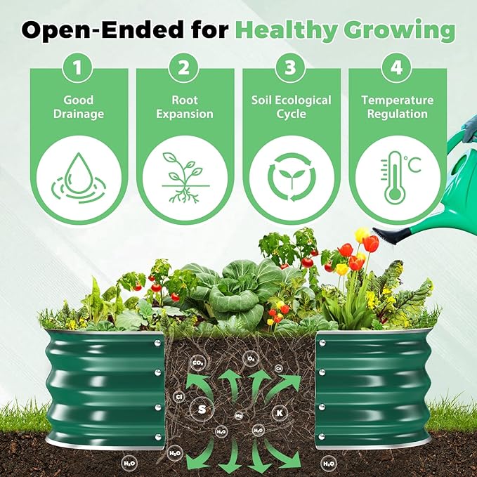 Galvanized Raised Garden Bed, 3x3x1ft Garden Planter Bed Outdoor, Heavy Duty Rustproof Steel Raised Bed Kit for Gardening Vegetables Fruits Flowers Grow Green