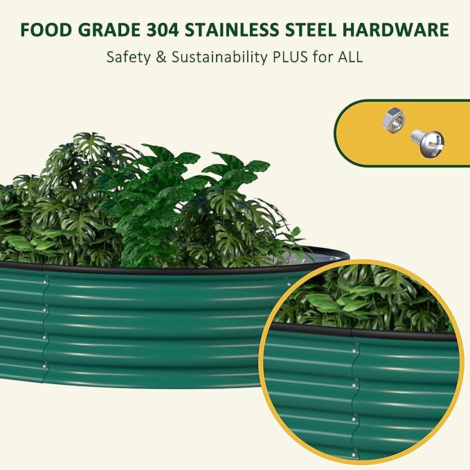 BlueWish Garden Boxes Outdoor Raised, 11.1" Metal Raised Garden Bed with Rubber Strip, 9-in-1 Modular, Bottomless, Raised Garden Beds for Gardening, Vegetable
