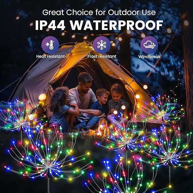 Garden Decor Solar Lights Outdoor,120LED Waterproof Colorful Solar Fairy Garden Lights for Outdoor Decoration,Yard, Patio, Porch,Flower Pot,Pathway,Christmas (4Pack)