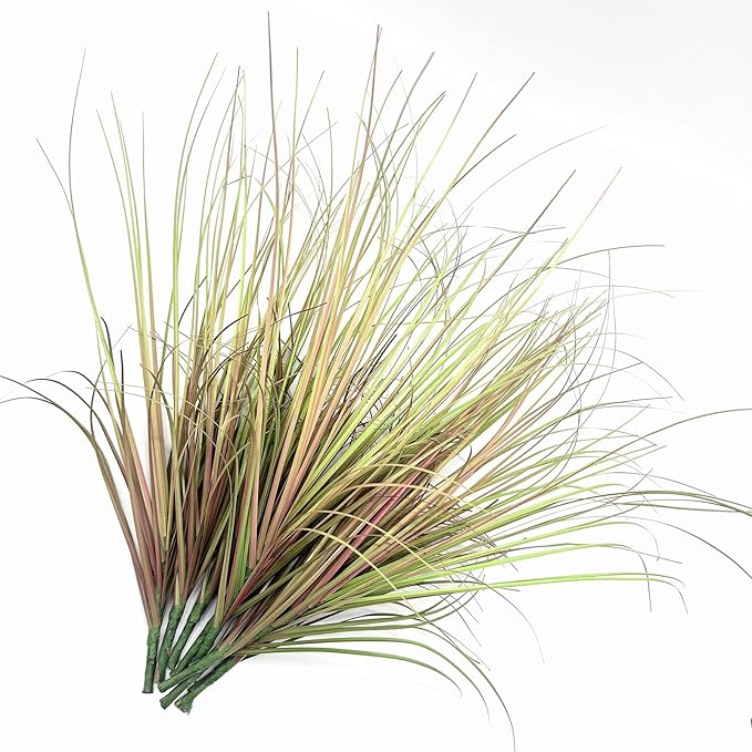 Artificial Wheat Grass Plants, Fake Greenery Plastic Plant Faux Onion Stems Flower Shrubs Weed Decor for Indoor Room Home Office Outdoor Garden Porch Wedding Party DIY Wreath Decoration Purple 16 Pack