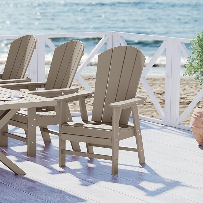 WestinTrends Malibu Malibu Outdoor Patio HDPE Plastic Adirondack Dining Chair Weathered Wood