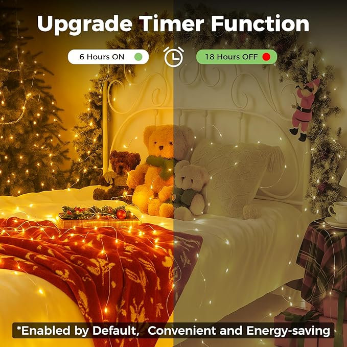 12 Pack Fairy Lights with Timer Battery Operated, 3 Modes 7ft Mini Twinkle Lights Waterproof, 20 LED Bulk String Light for Mason Jars Christmas Decoration Wedding Table Centerpieces,Warm White
