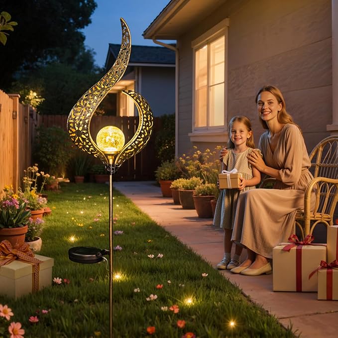 HOMEIMPRO Outdoor Solar Garden Lights Waterproof, Gifts for Mom Dad, Yard Art, Pathway, Lawn Ornaments, Outdoor Decor,Birthday Gifts for Wife Women (Bronze,2Pack)