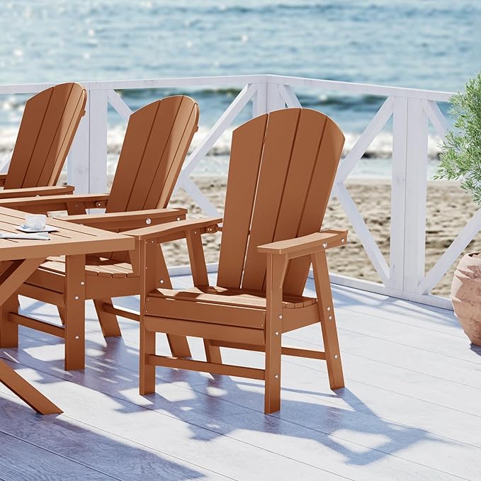WestinTrends Malibu Malibu Outdoor Patio HDPE Plastic Adirondack Dining Chair Teak