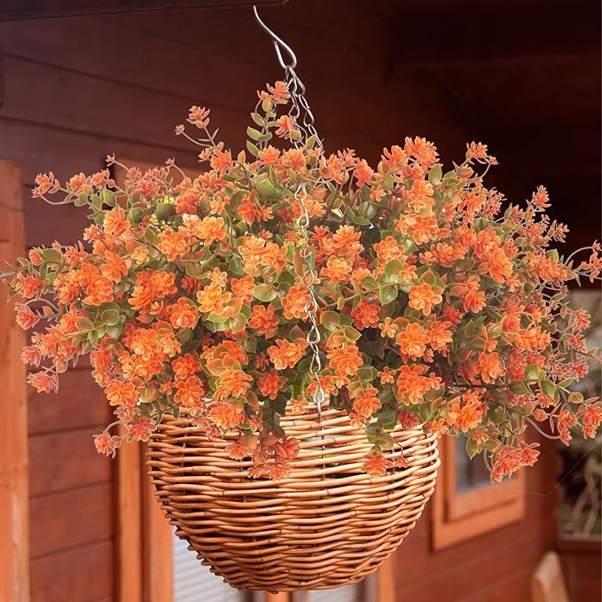 Grunyia 12 Bundles Artificial Fall Flowers for Outdoors, Artificial Plants UV Resistant Fall Fake Mums Plants for Outside Halloween Christmas Porch Decoration ecorations (Fall Red)