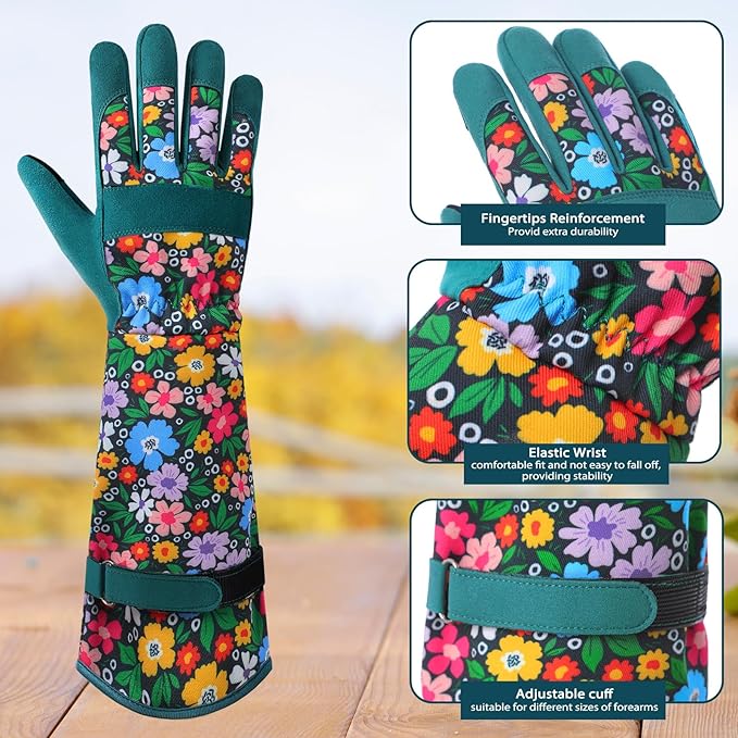 Trifabricy Gardening Gloves for Women - Long Garden Gloves with Grip Breathable, Thorn-Proof Puncture-Resistant Work Gloves