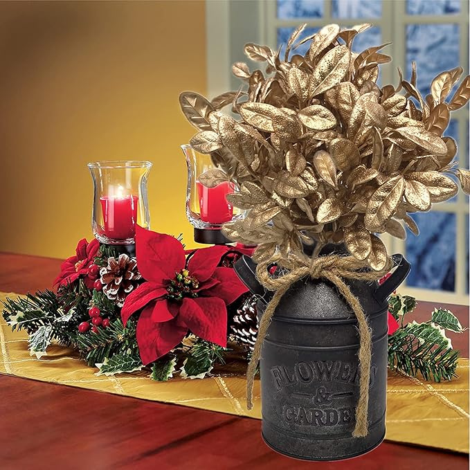 CATTREE Artificial Plants for Christmas Decor, Golden Plastic Grass Fake Leaves Shrubs Simulation for Indoor Outdoor Home Garden Party Hall Office Table Décor Planter Filler Gold Plant 3 Pack