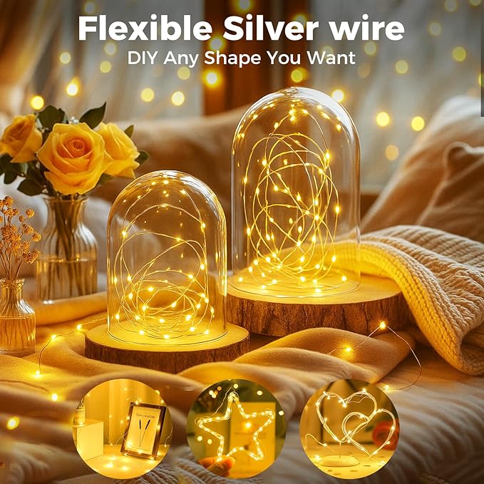 12 Pack Fairy Lights with Timer Battery Operated, 3 Modes 7ft Mini Twinkle Lights Waterproof, 20 LED Bulk String Light for Mason Jars Christmas Decoration Wedding Table Centerpieces,Warm White