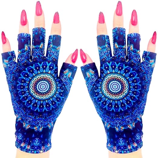 ManiGlovz - The Original UPF 50+ UV Light Protective Nail Gloves | Gel Manicure Gloves and Anti UV Fingerless Gloves for Women | Can be Used as Sun Protection Gloves for Driving | Bohemian