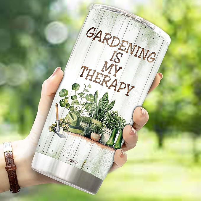 WONWIX Gardening Gifts for Women Mom Wife Grandmother Funny Gardening Travel Mug Coffee Cup Gift for Garden Lover Plant Lady Gardener Tumblers 20oz Stainless Steel Christmas Birthday