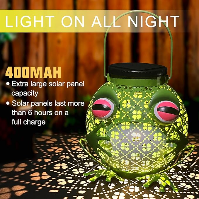 2 Pack Solar Lanterns Outdoor Waterproof Frog Metal Hanging Lantern Outdoor Hanging Solar Lights with Sound, Outdoor Lanterns for Yard, Garden, Patio, Porch