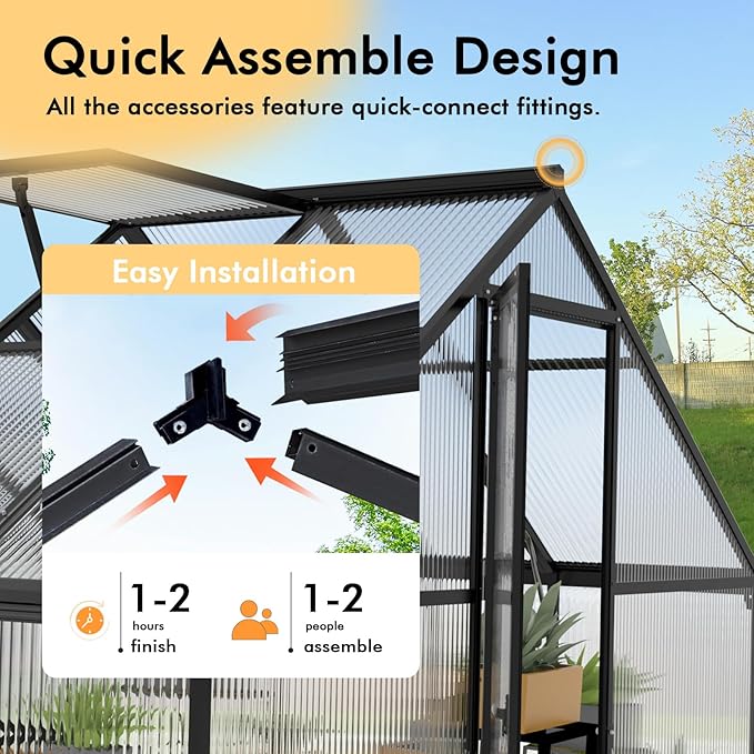 6×4FT Greenhouse for Outdoors, Large Walk in Green Houses for Outside, Enhanced Aluminum Greenhouse Kit Withstands Wind and Snow to Protect Vegetable or Plants