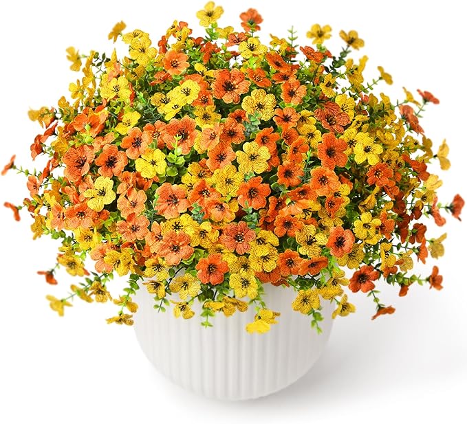 ZFProcess Artificial Flowers Faux Plants Outdoor Fake Flowers Spring Decor,12 Bundles Realistic Plastic Plant Colorful Daisy UV Resistant for Porch Patio Home Yard Garden Window Box Pot Planters