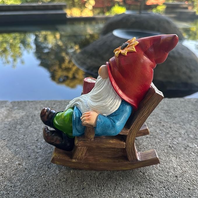 Drinking Coffee Faceless Garden Gnome Statue Decoration - 7.2" Figurine Ornament for Indoor Outdoor Home Patio Yard Lawn-Lucky Gnome Unique Gifts - Best Garden Gifts for Day