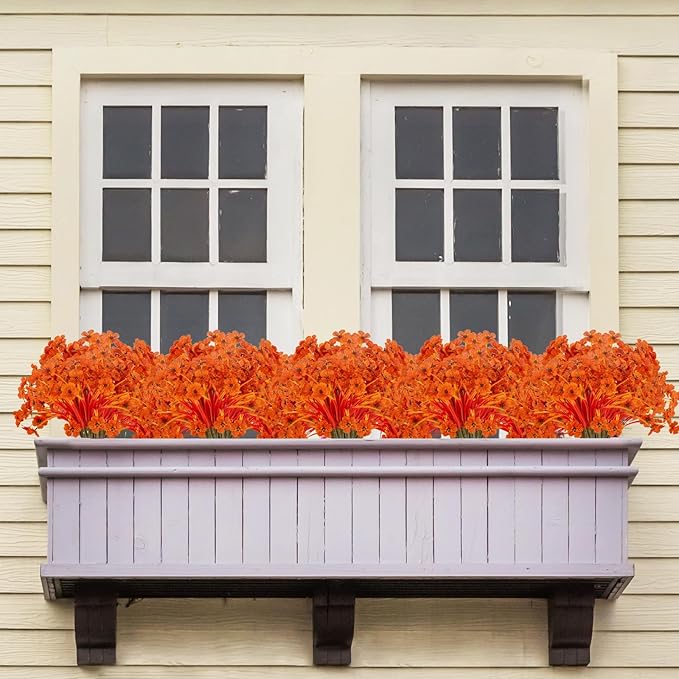 JEMONG 20 Bundles Artificial Fall Flowers No Fade Faux Autumn Plants Fake Flowers No Fade Faux Plastic Plants Thanksgiving Harvest Decoration (Fall Red)