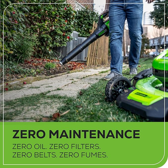 Greenworks 60V 450 CFM Cordless Leaf Blower, 2.0 Ah Battery and Rapid Charger