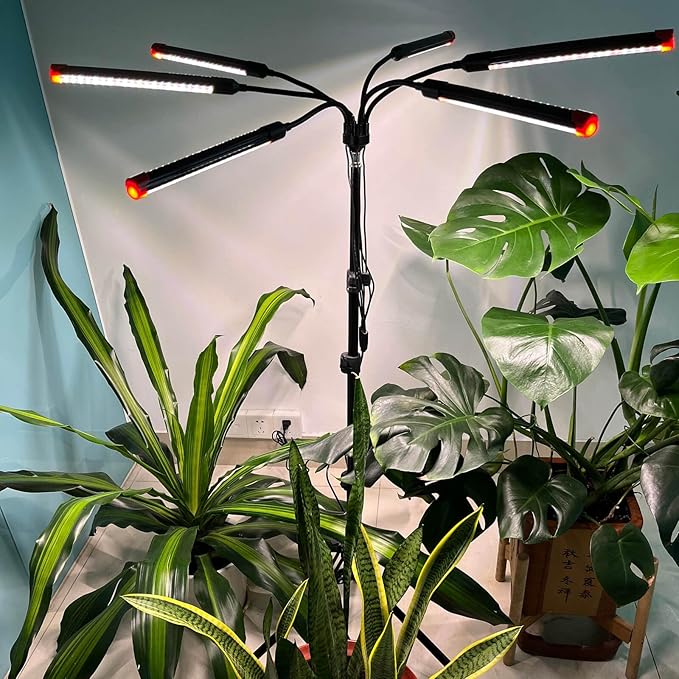 JINHONGTO 54 Watt Grow Lights for Indoor Plants with Stand, Standing Tall Plant Light with 4,8,12 Hr Timer, Full Spectrum Bonsai Tree Grow Light, 24"-64" Adjustable Tripod Stand Plant Growing Lamps