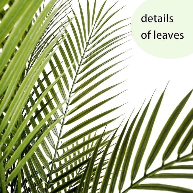 Artificial Palm Tree 4FT Fake Palm Tree with 15 Trunks Perfect Faux Dypsis Lutescens Plants in Pot for Indoor Outdoor House Home Office Garden Modern Decor Housewarming Gift (2Pack)