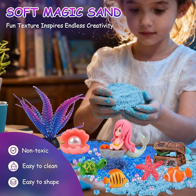 Mermaid Terrarium Kit for Kids - LED Night Light with Remote, DIY Arts and Crafts Birthday Gifts, Mermaid Gifts for Girls Ages 6-12