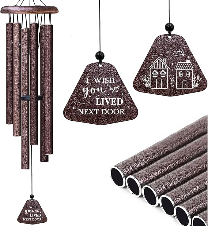 Fusui Birthday Gifts for Women Wind Chimes 32”, I Wish You Lived Next Door, Best Friend/Friendship/Bestie/Sister Gifts for Women, Christmas Anniversary Birthday Gift for Her Friend Sister Bestie Mom