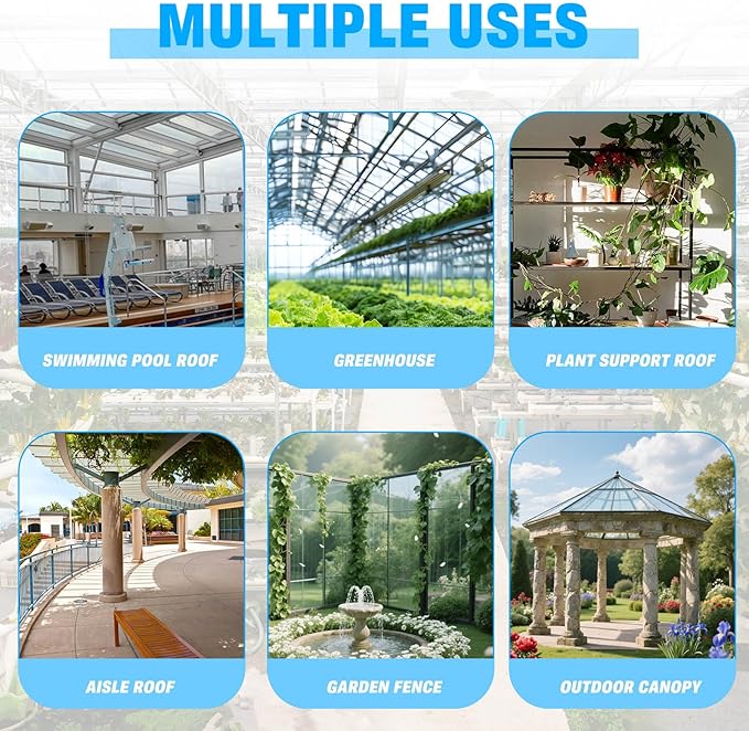6 Pack Polycarbonate Greenhouse Panels, 6' x 2' x 0.24" Twin-Wall Polycarbonate Sheets for All Weather Green house Covering, Clear Greenhouse Panels, Excellent Light Transmission & Weather Resistance