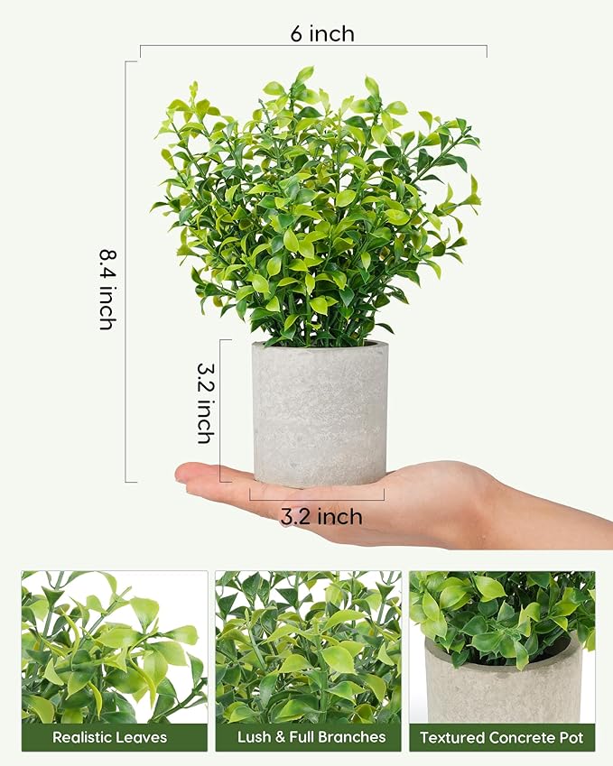 Velener 2 PCS Small Fake Eucalyptus Plant Artificial Potted Plants Indoor for Desk, Shelf, Home Decor Realistic Faux Plant for Office, Bathroom/Living Room Decoration (Sage Green)