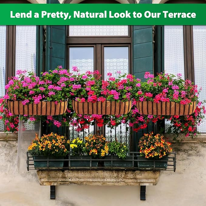 Legigo 2 Pack 30 Inch Square Coco Liners Planter Baskets Liner- Natural Coconut Coir Fiber Liner Replacement, Window Box Liners Trough Coconut Liners for Wall Planter Garden Deck Fence Flower Baskets