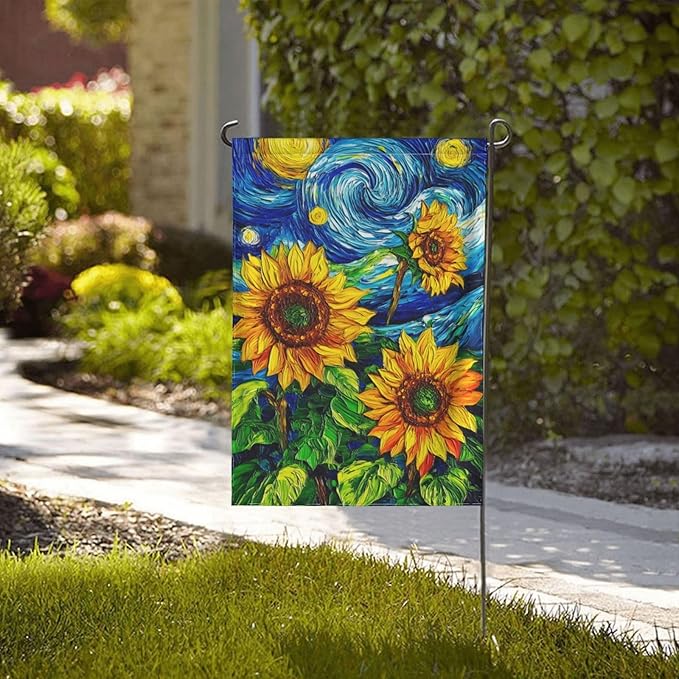 Sunflower Garden Flag Vertical Double Sided Outdoor Yard Flags 12.5x18 Inch Burlap Banners for House Lawn