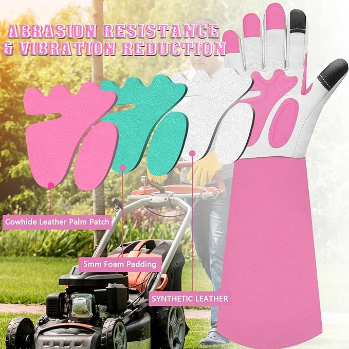 SLARMOR Long-Gardening-Gloves for Women/Men - Thorn Proof Rose Pruning Gloves Heavy Duty Gauntlet, Best Garden Gifts for Gardener-M