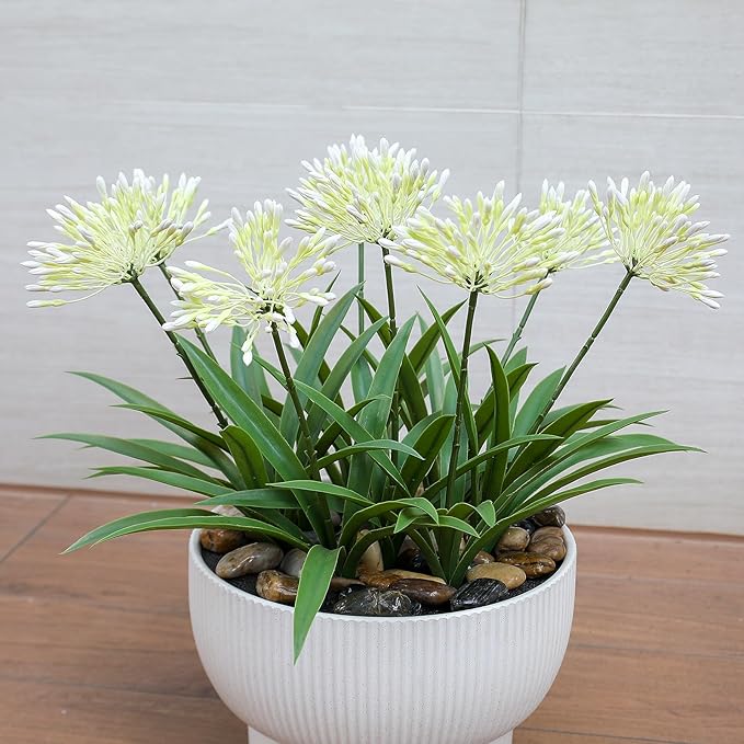 HIFORESTAR Outdoor Artificial Flowers for Porch 18.9 in Fake Plants 8 Bundles Plastic White Flower Large Faux Greenery for Outside Planter Yard Patio Decor
