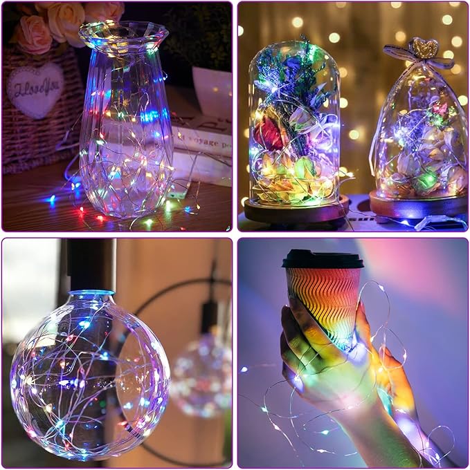 Bexdir 12 Pack Fairy Lights Battery Operated String Lights，7FT 20LED Waterproof Silver Wire Christmas Lights Outdoor,Firefly Mini Lights for Bedroom Party Birthday Wedding Home Decor