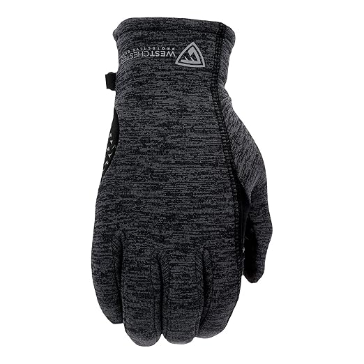 West Chester Women's Brushed Fleece Slip-On Gloves, Safety Work Gloves, Black/Gray, Medium/Large, (93118-WML)