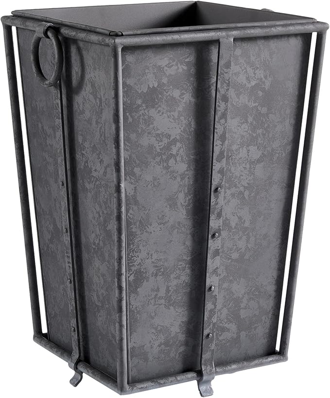 MY SWANKY HOME Large Minimalist Classic Metal Box Planters Liners Square Industrial Rivets Gray