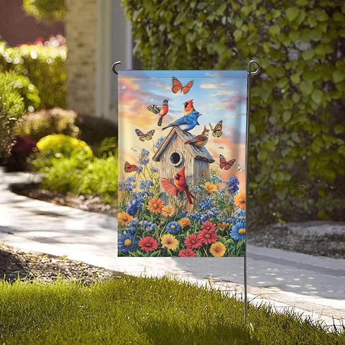 Bluebird Garden Flag 12x18 Inch Double Sided All-Weather Polyester Outdoor Flag For Patio Lawn Yard And Garden Welcome Decor